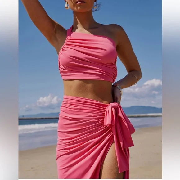 Vici Pink Swim Coverup with Elegant Wrap Design Set - Picture 3 of 6